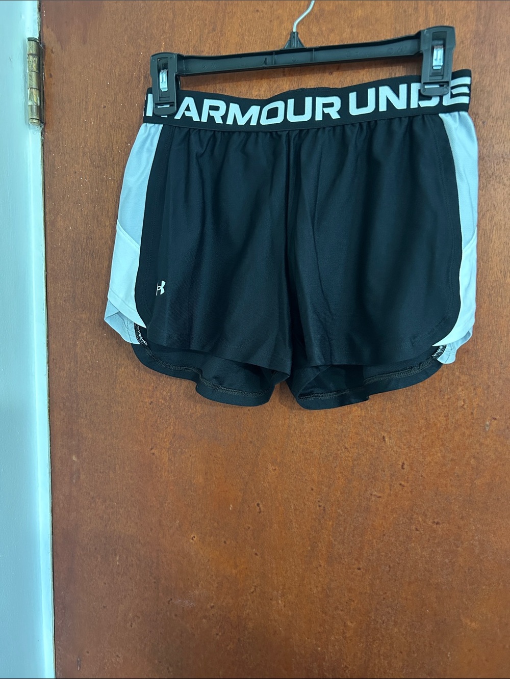 Under Armour Black Athletic Shorts with White Side Panels